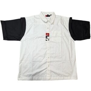 VTG Y2K Arjun Mens White Black Short Sleeve Button Down Shirt Big Tall 4XL NWOT